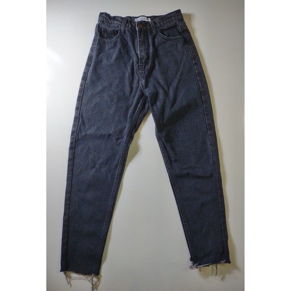 Aili Artisan High Waisted Raw Ankle Black Jeans Womens Size 26 - Picture 1 of 12